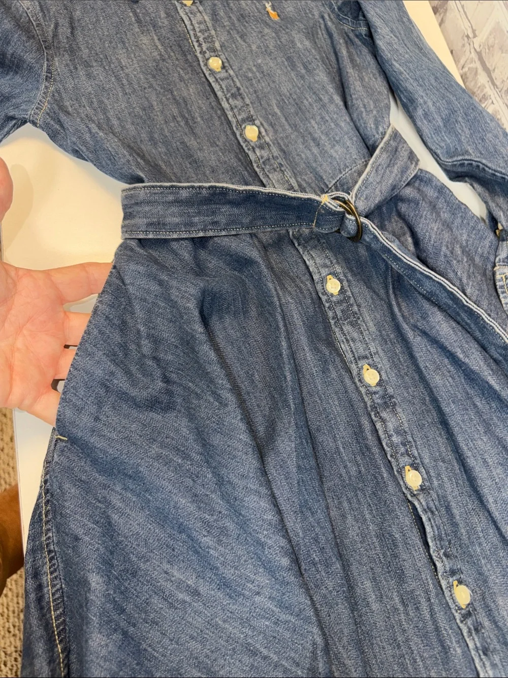 Ralph Lauren Indigo Denim Shirt Dress with Tie Belt